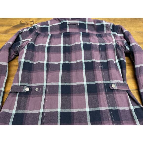Duluth Trading Co Free Swingin Lined Purple Flannel Shacket Women's Size Medium - Picture 13 of 13